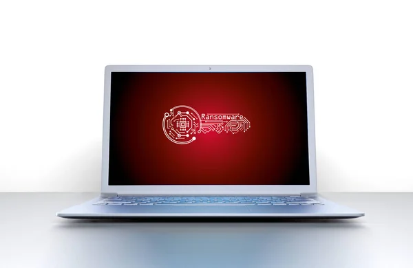 Virus Ransomware Pantalla Computadora Encripte Clave Candado Fondo Rojo Oscuro —  Fotos de Stock