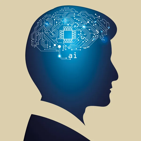 人工知能脳ヘッド人間 機械学習 — ストック写真