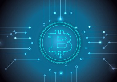 Bitcoin illüstrasyonu - koyu arkaplandaki simge
