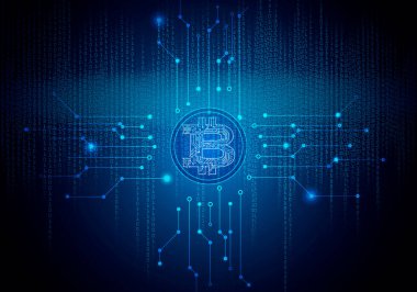 Bitcoin illüstrasyonu - koyu arkaplandaki simge