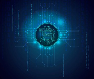 Bitcoin illüstrasyonu - koyu arkaplandaki simge