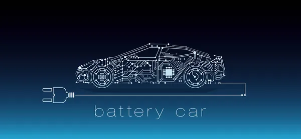 elektrikli araba illüstrasyonu - e-araba veya batarya aracı