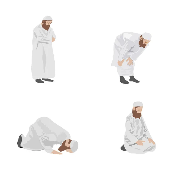 Man White Robes Showing Prayers White Background — Stock Vector