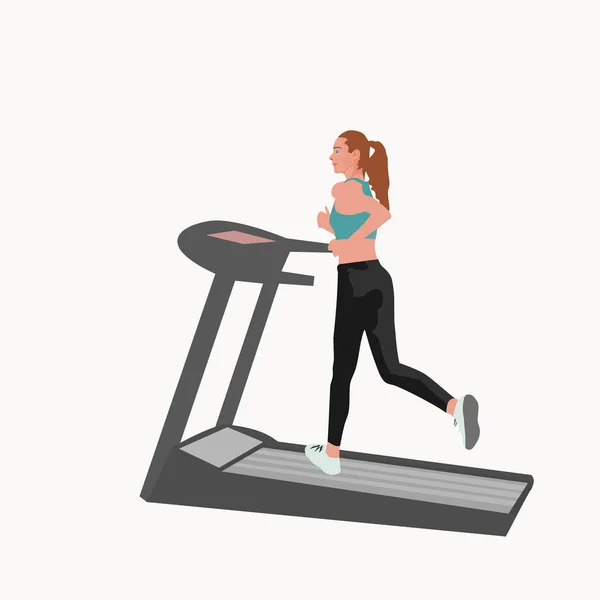 Woman Jogging Treadmill White Background — Διανυσματικό Αρχείο