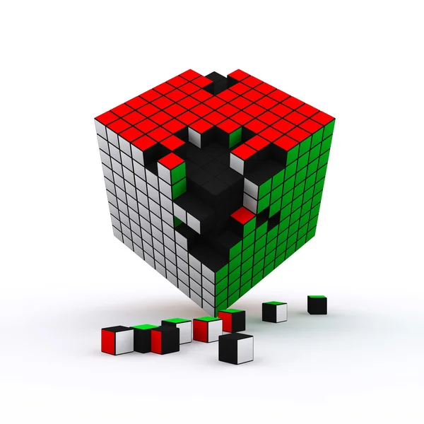 3D rendu cube et blocs — Photo