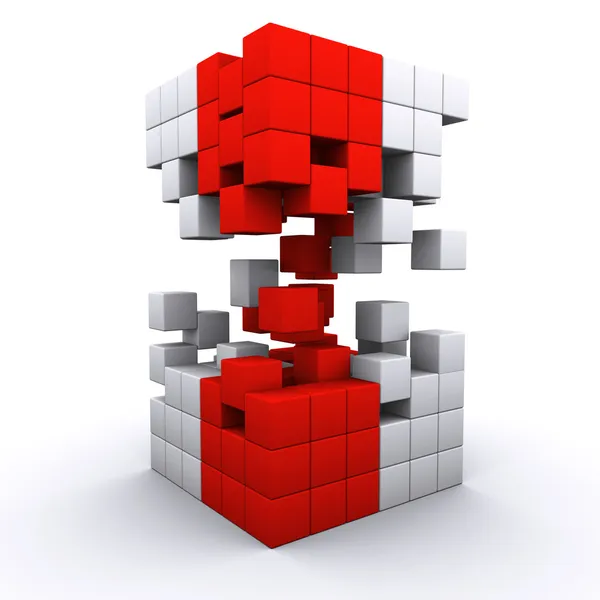 3D świadczonych 3d sześcian montaż z bloków — Zdjęcie stockowe