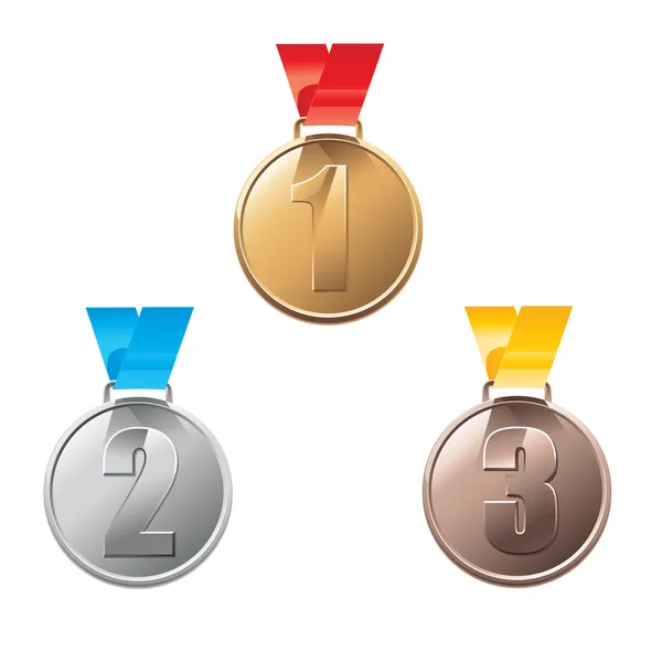 Medailové ocenění za první, druhé a třetí místo — Stockový vektor