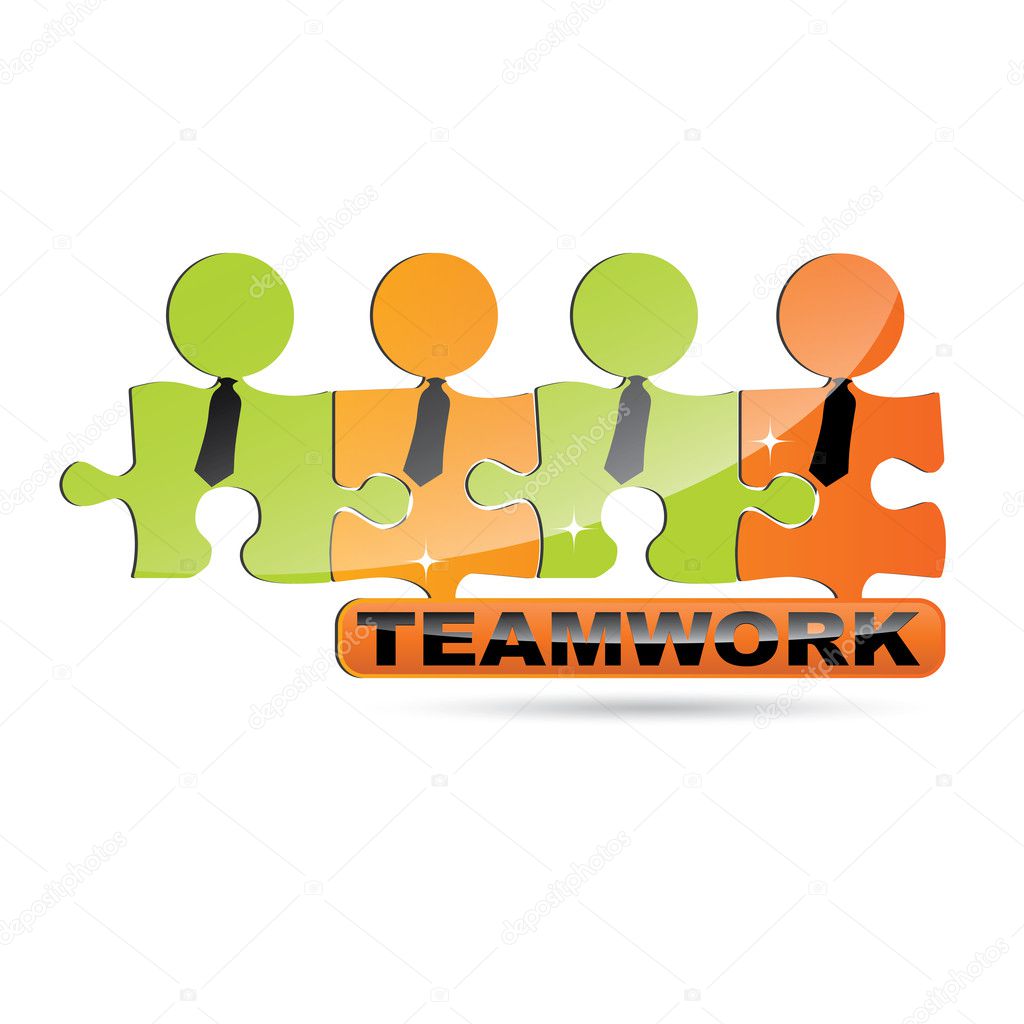 Vector modern puzzle Teamwork symbol