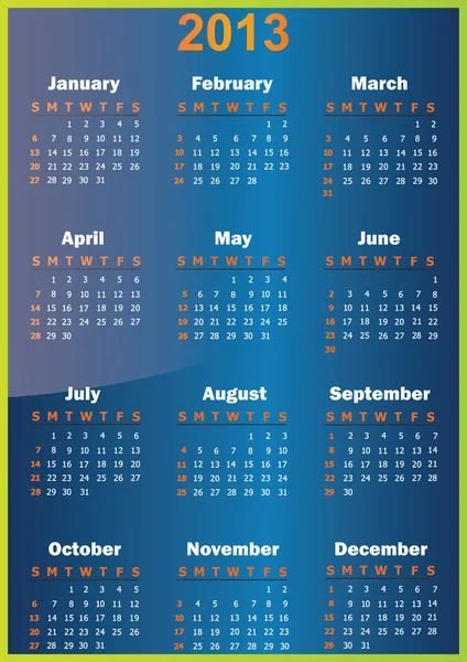 Conception du calendrier vectoriel 2013 — Image vectorielle