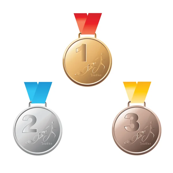 Prémios da Medalha Vector Triathlon —  Vetores de Stock