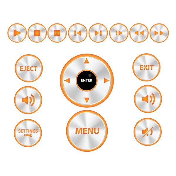 Ensemble de boutons multimédias modernes vectoriels — Image vectorielle