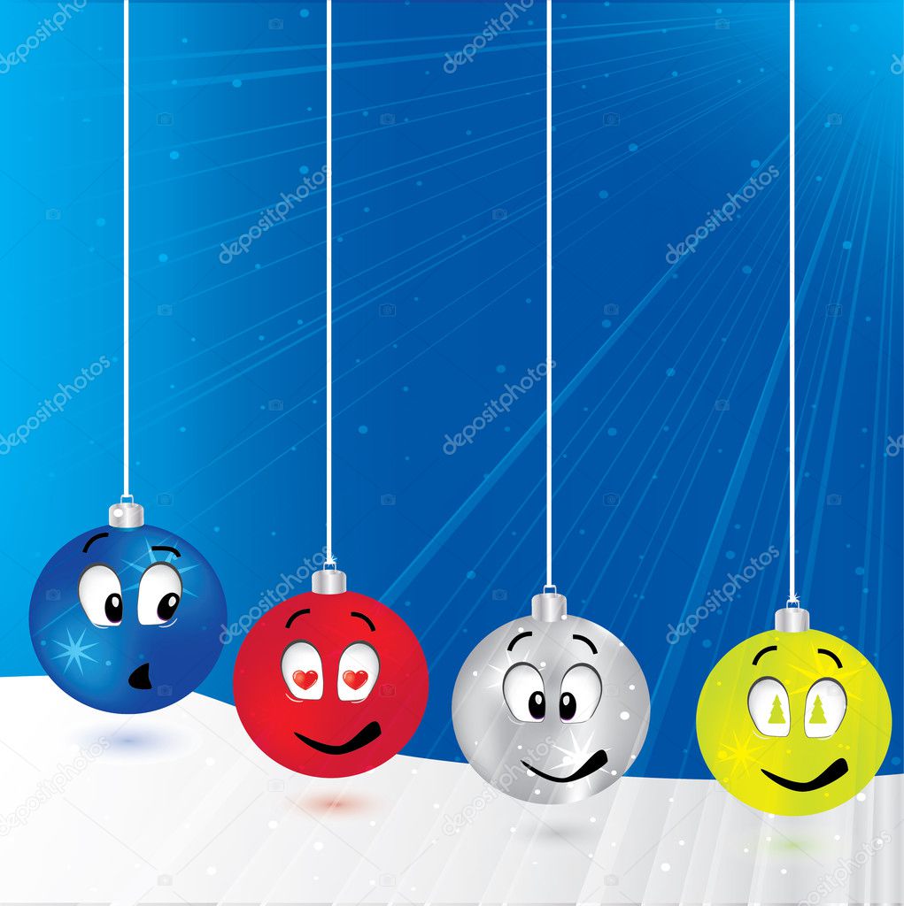 Vector Christmas background with emoticon christmas balls