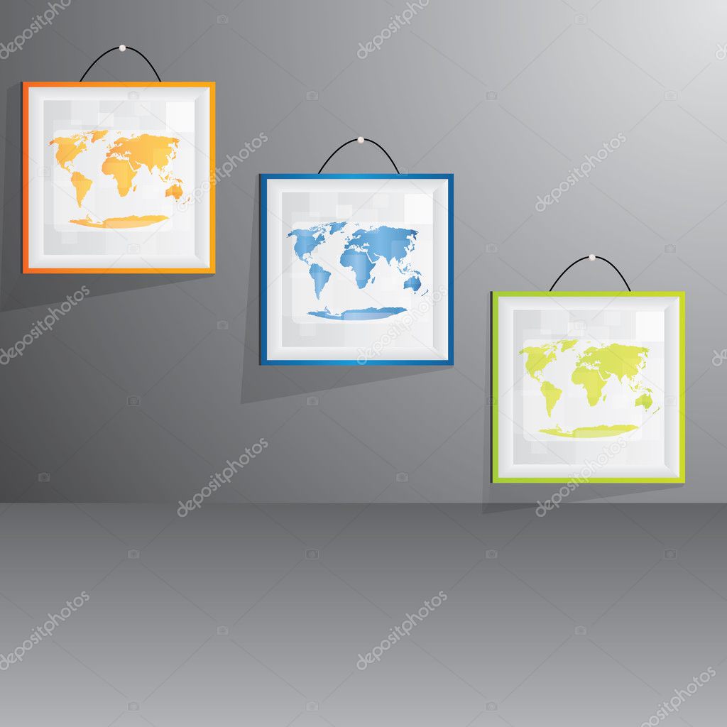 Vector color picture set on wall