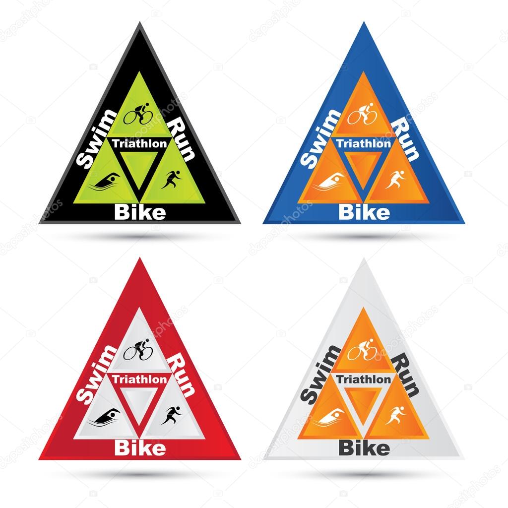 Vector triangle triathlon symbol set