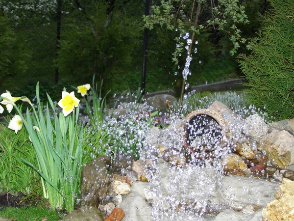 Una Pequeña Fuente Jardín — Foto de Stock