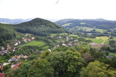 Rural Valley Panorama Central European Village Rolling Hills Agriculture