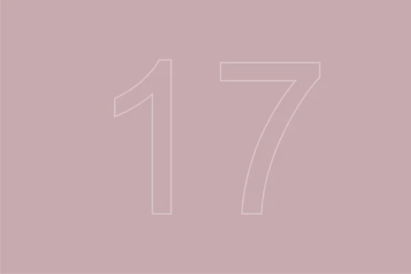 Transparente Zahl Siebzehn Auf Pastellfarbenem Hintergrund — Stockfoto