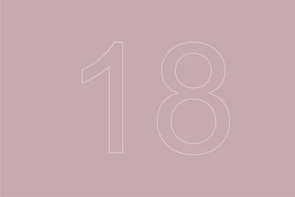 Transparente Zahl Achtzehn Auf Pastellfarbenem Hintergrund — Stockfoto