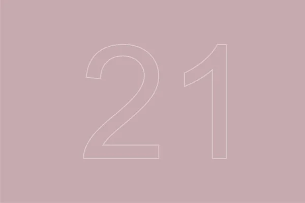 Transparent Number Twenty One Pastel Background — Stock Photo, Image