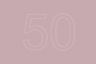 50 Numaralı Minimalist Pembe Tipografi Yarım Yüzyıl Mil Taşı Tasarımı