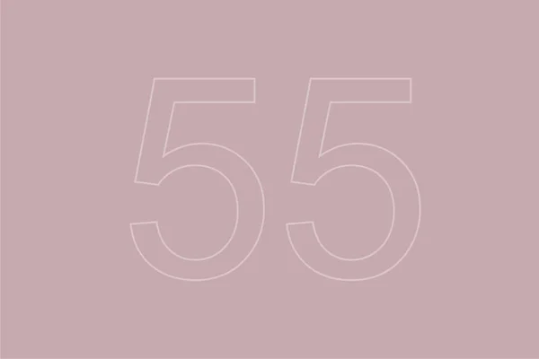 Transparente Zahl Fünfundfünfzig Auf Pastellfarbenem Hintergrund — Stockfoto