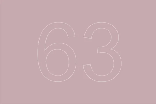 Número Transparente Sessenta Três Fundo Pastel — Fotografia de Stock