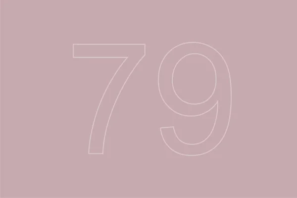 Transparente Zahl Neunundsiebzig Auf Pastellfarbenem Hintergrund — Stockfoto