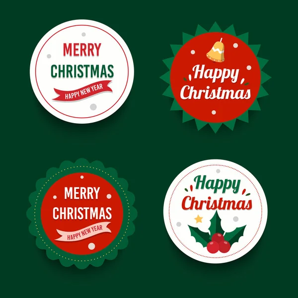 Flat Design Christmas Stickers Vector Illutration — Stock Vector