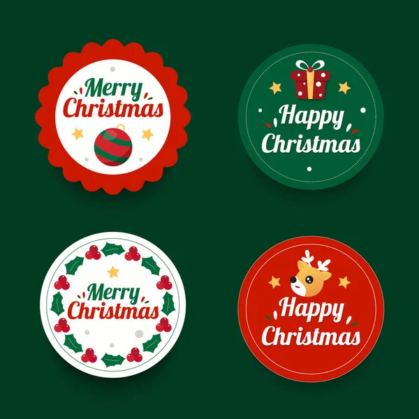 Flat Design Christmas Stickers Vector Illutration — Stock Vector