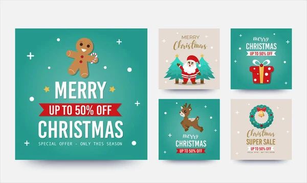 Christmas Sale Collection Social Media Post Template Vector Illustration — Stock Vector