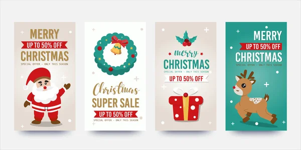Christmas Template Social Media Stories Vector Illustration — Stock Vector