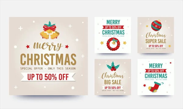 Christmas Sale Collection Social Media Post Template Vector Illustration — Stock Vector