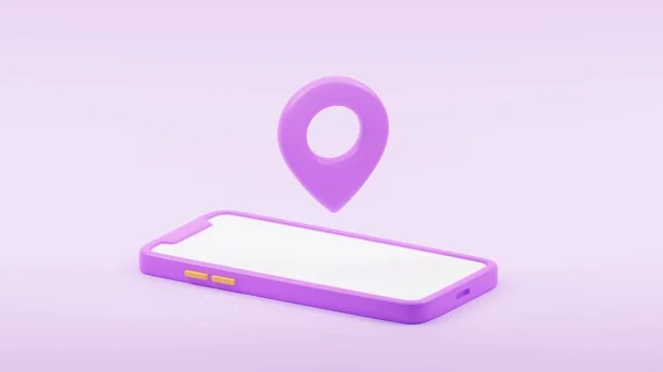 Smartphone Location Pin Icon Screen Location Online Delivery Transportation Logistics — стоковое фото