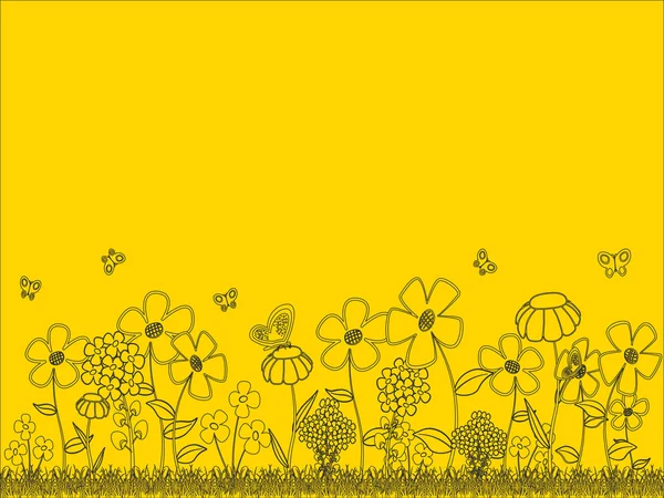 Silhouette de prairie de fleurs . — Image vectorielle