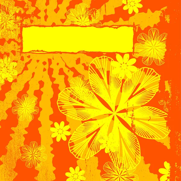Floral Orange Grunge - Stok Vektor