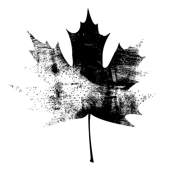 Grunge Maple Leaf - Nero — Vettoriale Stock