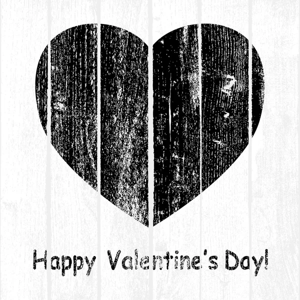 Black Grunge Wooden Valentine — Stock Vector