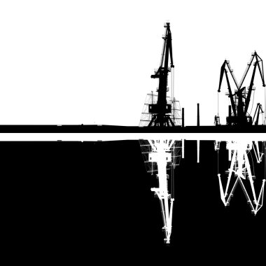 Seaport Silhouette Reflection clipart