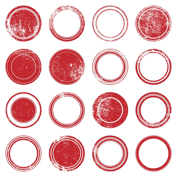 红色 ronded grunge 邮票 — 图库矢量图片