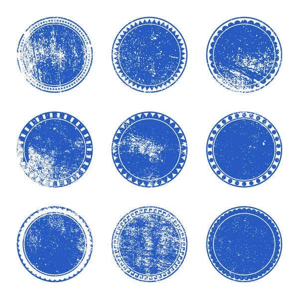 Grunge γραμματόσημο καθορισμένα του μπλε χρώματος — Διανυσματικό Αρχείο