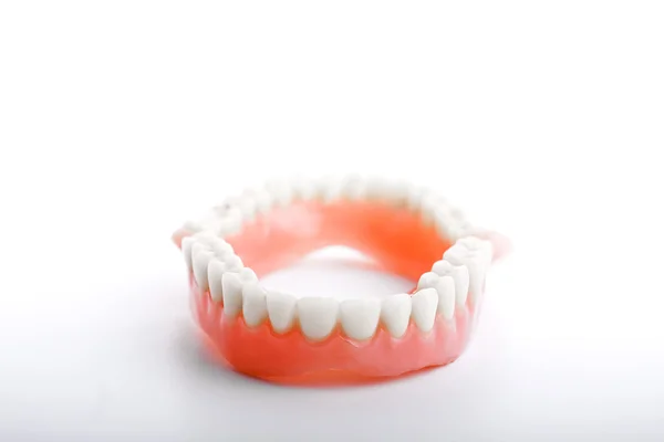 Denture médicale sourire mâchoires dents sur fond blanc — Photo