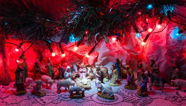 Jezus geboren decoratie - Kerstmis scène van bethlehem religio — Stockfoto