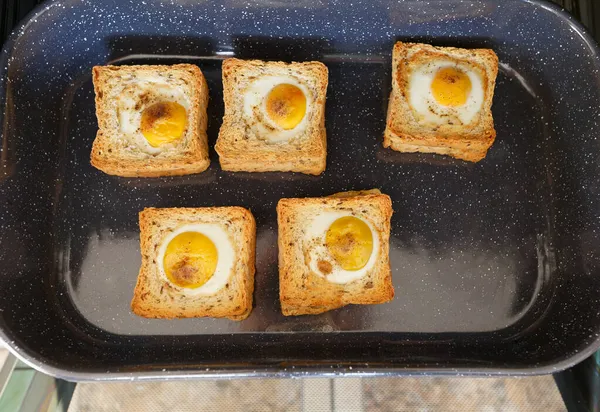 Egg Toasted Bread Top View — Stock Photo, Image