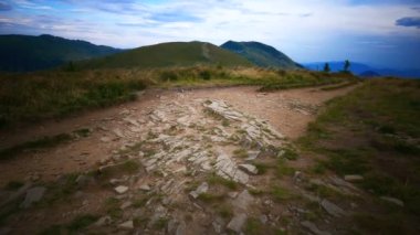 Beautiful landscape of Bieszczady National Park in Poland. Szeroki Wierch mountain pathway
