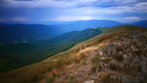Piękny Krajobraz Bieszczadzkiego Parku Narodowego Widok Panoramiczny Szerokiego Wierchu — Wideo stockowe