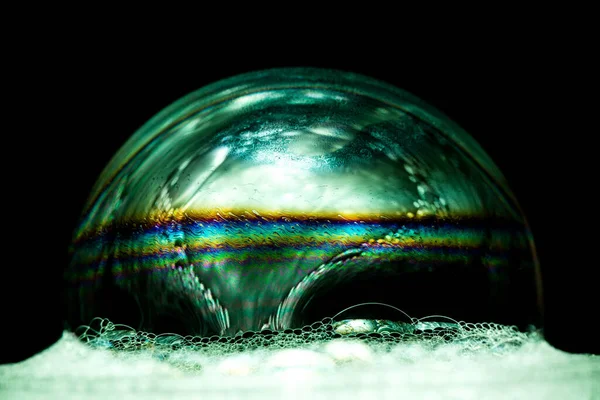 Makro Tvål Bubbla Gjord Med Diskmedel — Stockfoto