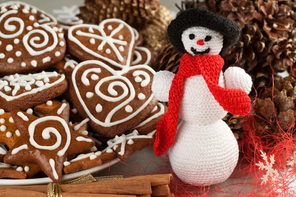 Bonhomme de neige au crochet — Photo