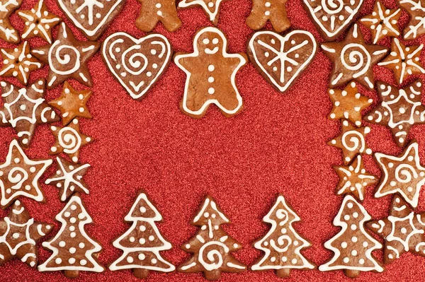 Gingerbread cookies border — Stock Photo, Image