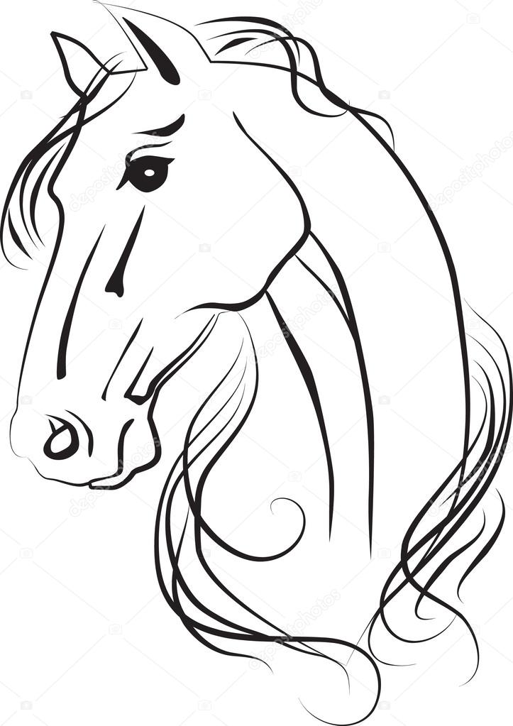dessin isolé de tête de cheval — graphie anilin stock photo isolated drawing of horse head