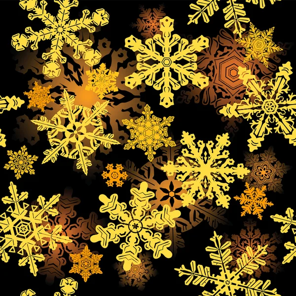 Golden snowflakes seamless — Stock Vector